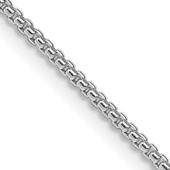 1.5mm Rhodium Sterling Silver Solid Round Box Chain Necklace 16 Inch